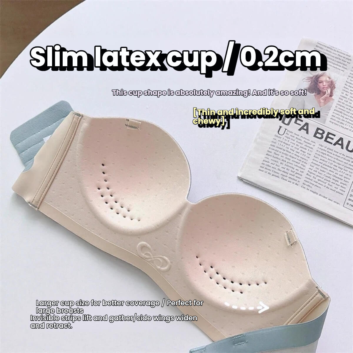 Ultra-Thin Latex 3D Strapless Push-Up Bra (B-D Cup)