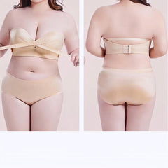 Upper Support Non-Slip Strapless Bra for C-F Cup - Invisible Wireless Gathering Bandeau, Anti-Sagging Wedding Dress Bra with Removable Straps