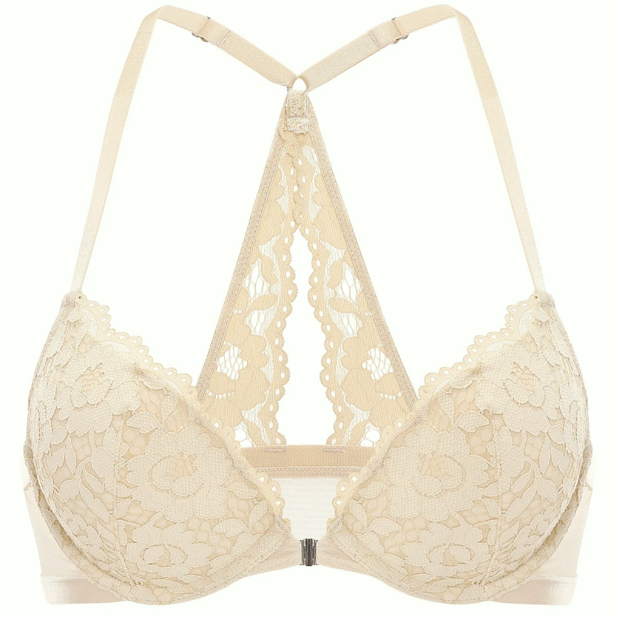 Women's Floral Front Closure Bra Lace Bralette C D DD Cup