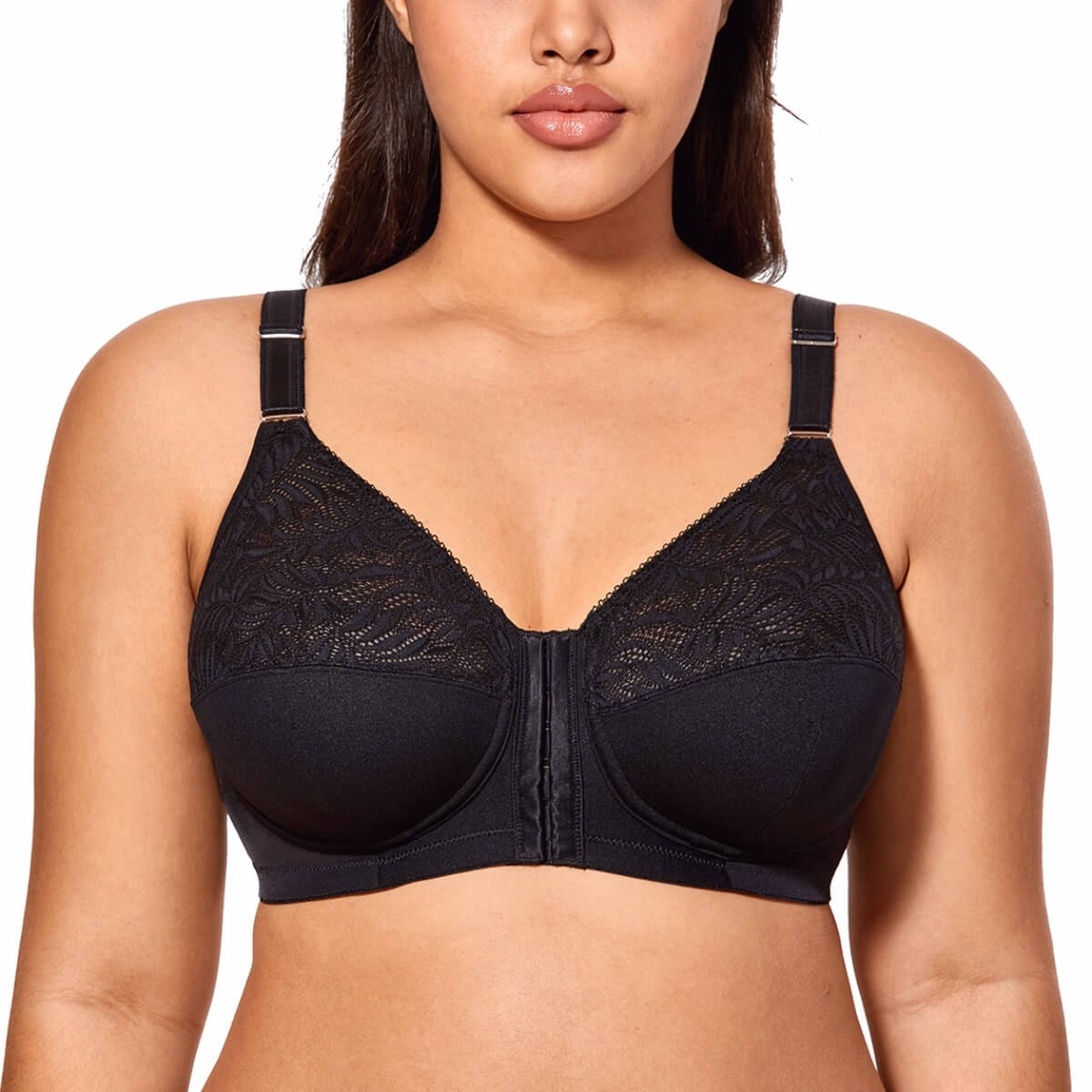 Front Hooks Stretch-Lace Super-Lift and Posture Correction Bra