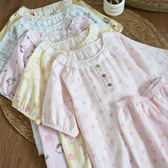 Women's Cute Cartoon Print Cotton Pajamas - Princess Short Sleeve Nightwear Set