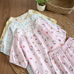 Women's Cute Cartoon Print Cotton Pajamas - Princess Short Sleeve Nightwear Set