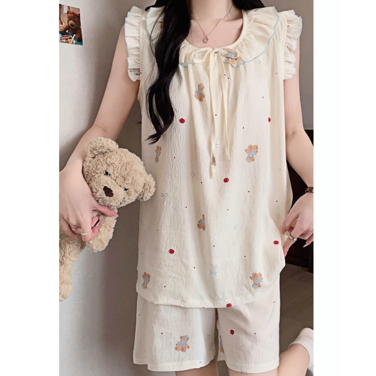 Women's Sweet Princess Padded Cami Pajama Set with Shorts