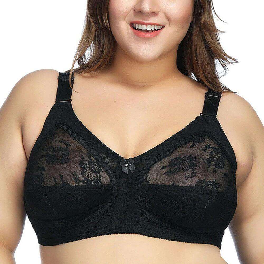 Allegra K Women's Lace Minimizer Adjustable Wide Straps Full Coverage  Wireless Bra And Panty Black 42e : Target