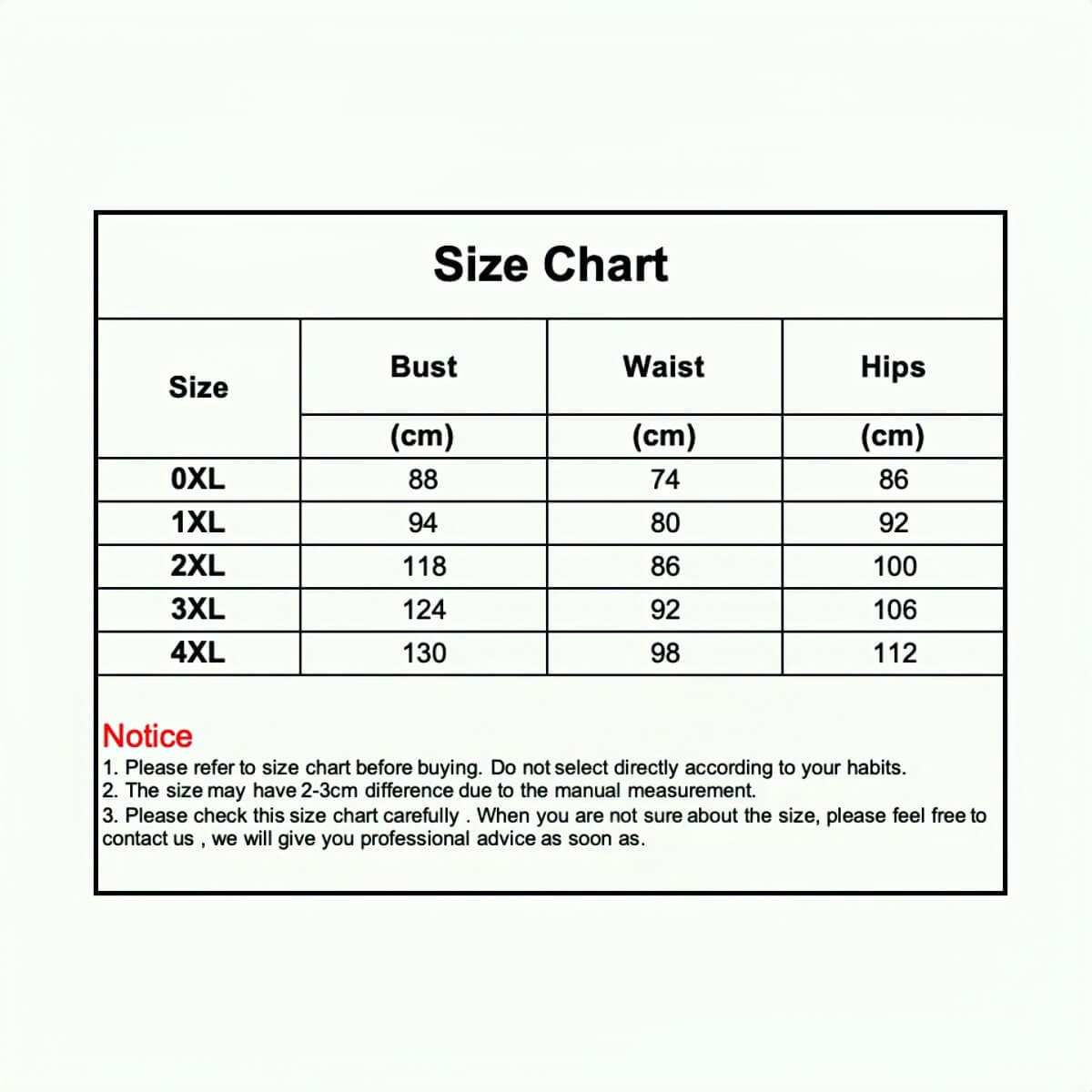 size chart