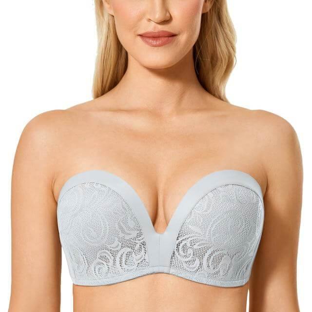 Womens Seamless Underwire Bandeau Minimizer Strapless Bra  For Big Busted Women White 40F