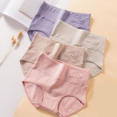 Cotton Plus Size High Waisted Panties 4PCS/Set