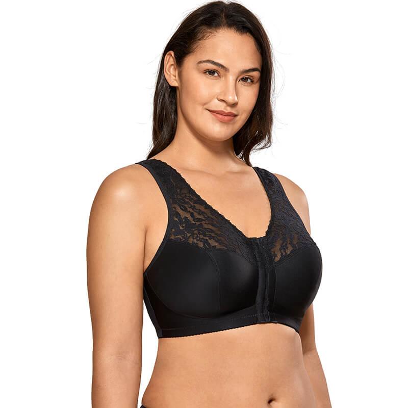 Xmarks Soft Cotton Bras for Women Wirefree Plus Size Front Closure - Wide  Shoulder Straps Oversized Full-Coverage Wirefree Bra, for Everyday Wear