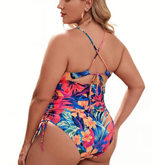 Floral Printed Bathing Suits Plus Size High Waisted
