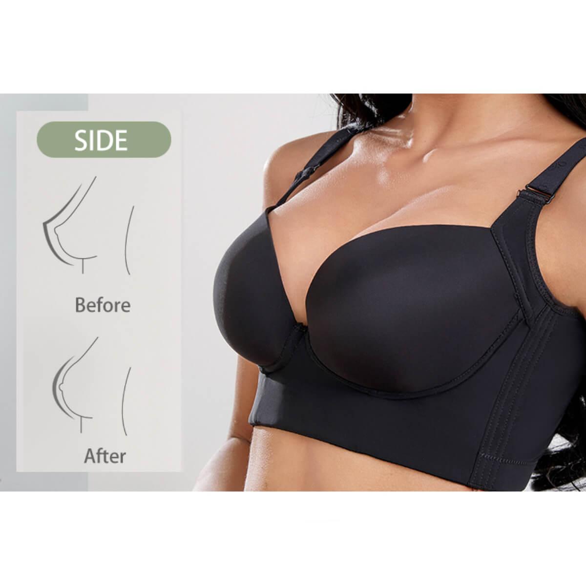 Wire-free Push Up Bra For Women - Deep V, Thick Mold Cup, Adjustable Straps