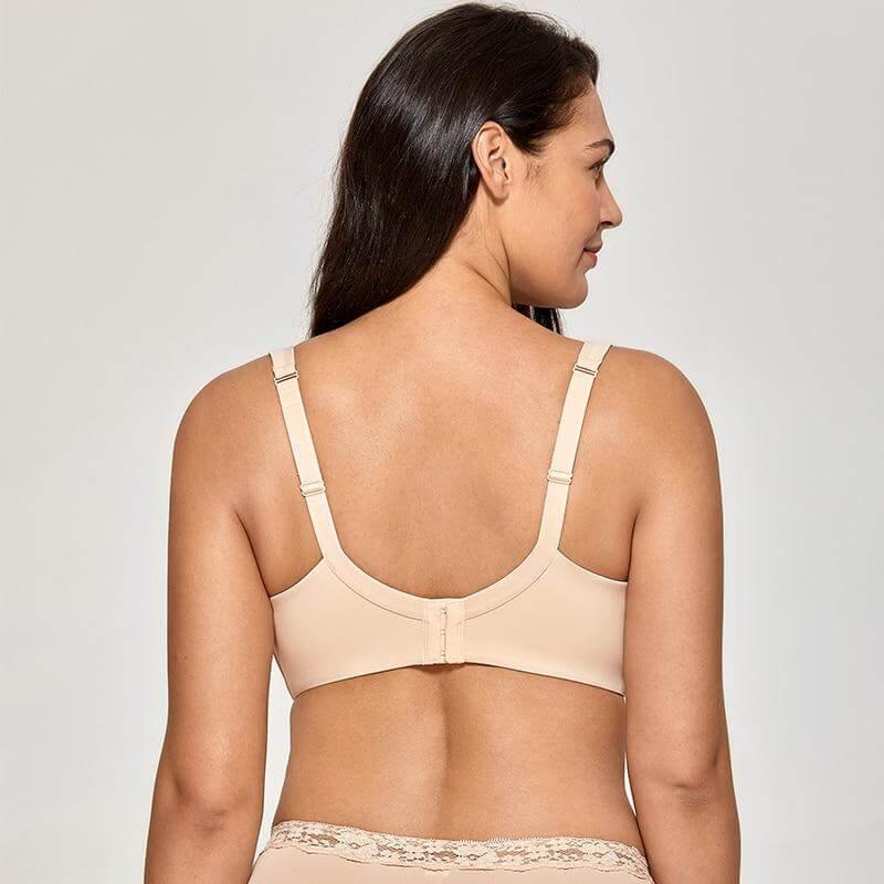  Womens Plus Size Bras Minimizer Underwire Full Coverage  Unlined Seamless Cup Light Oatmeal 44C
