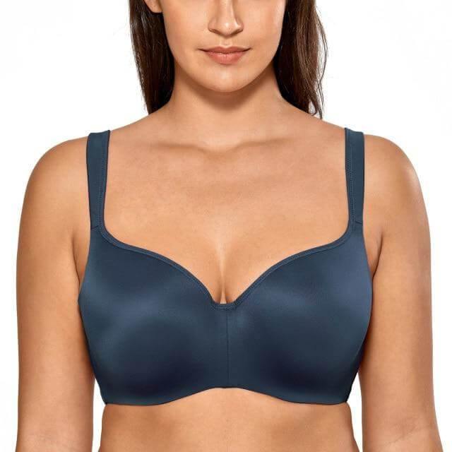 Womens Plus Size Wireless Bra Support Comfort Full Coverage Unlined No  Underwire Smooth Mochaccino 46D