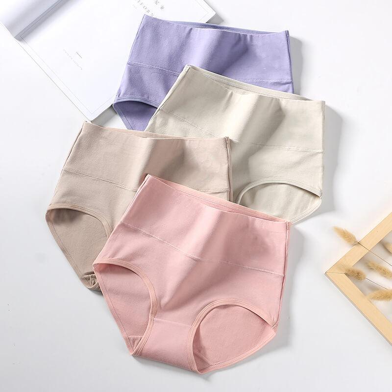 High Waist Plus Size Cotton Panties 4Pcs/Set