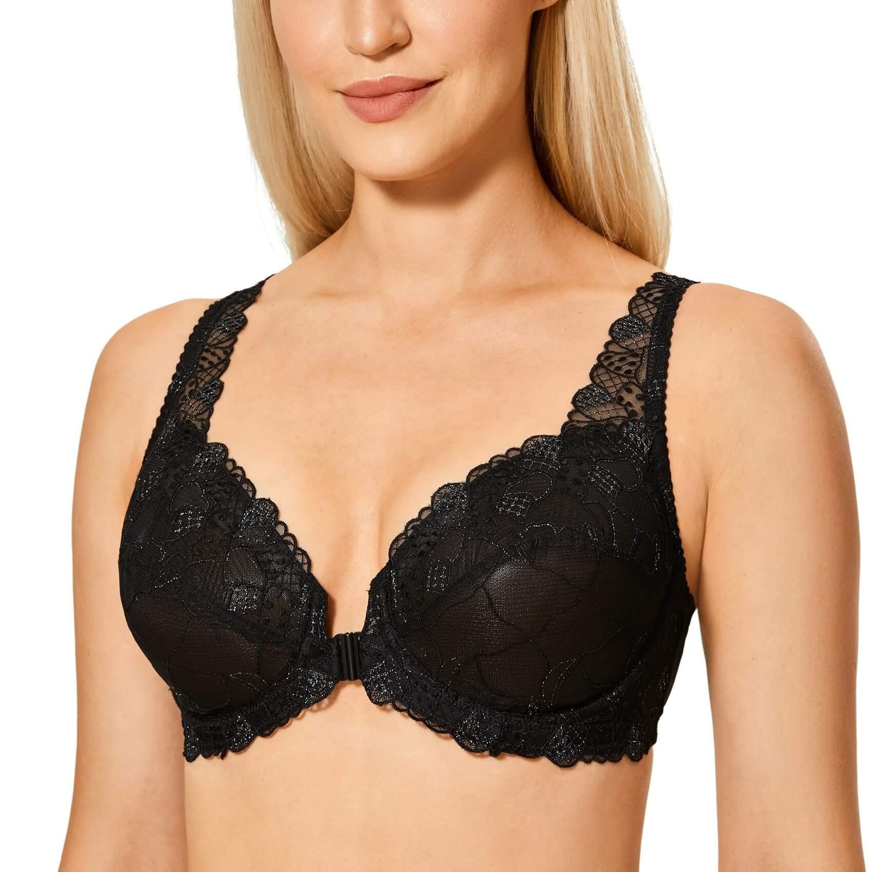 Lace Embroidered Full Coverage Plus Size Front Closure Masi Bra