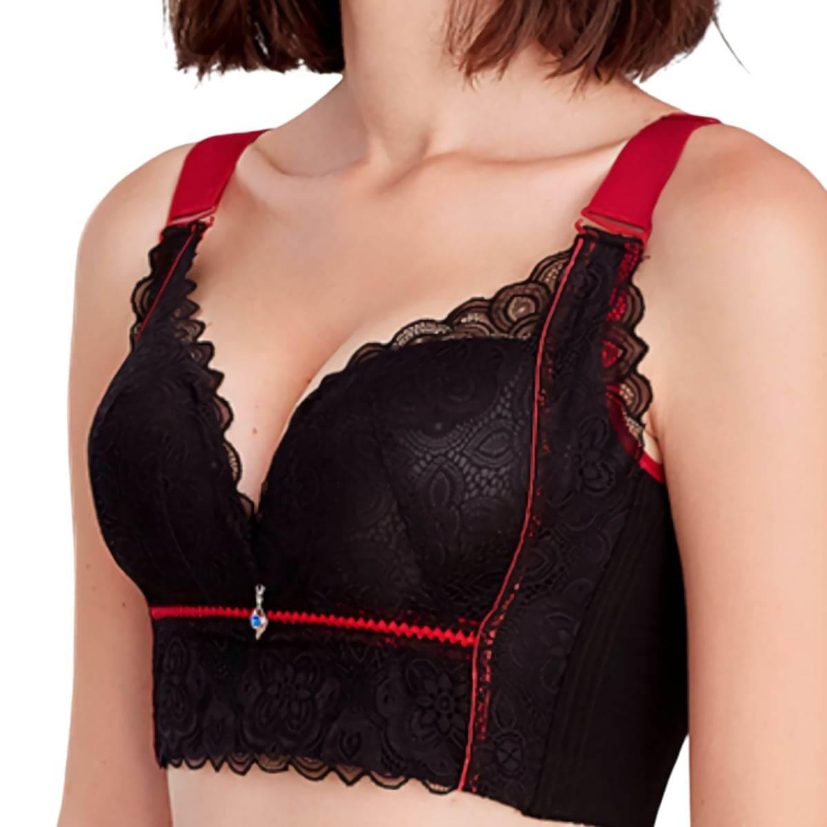 Women's Underwear Lace Push Up Bra Large Size Ultrathin Breathable  Brassiere Size 38/85b (red)