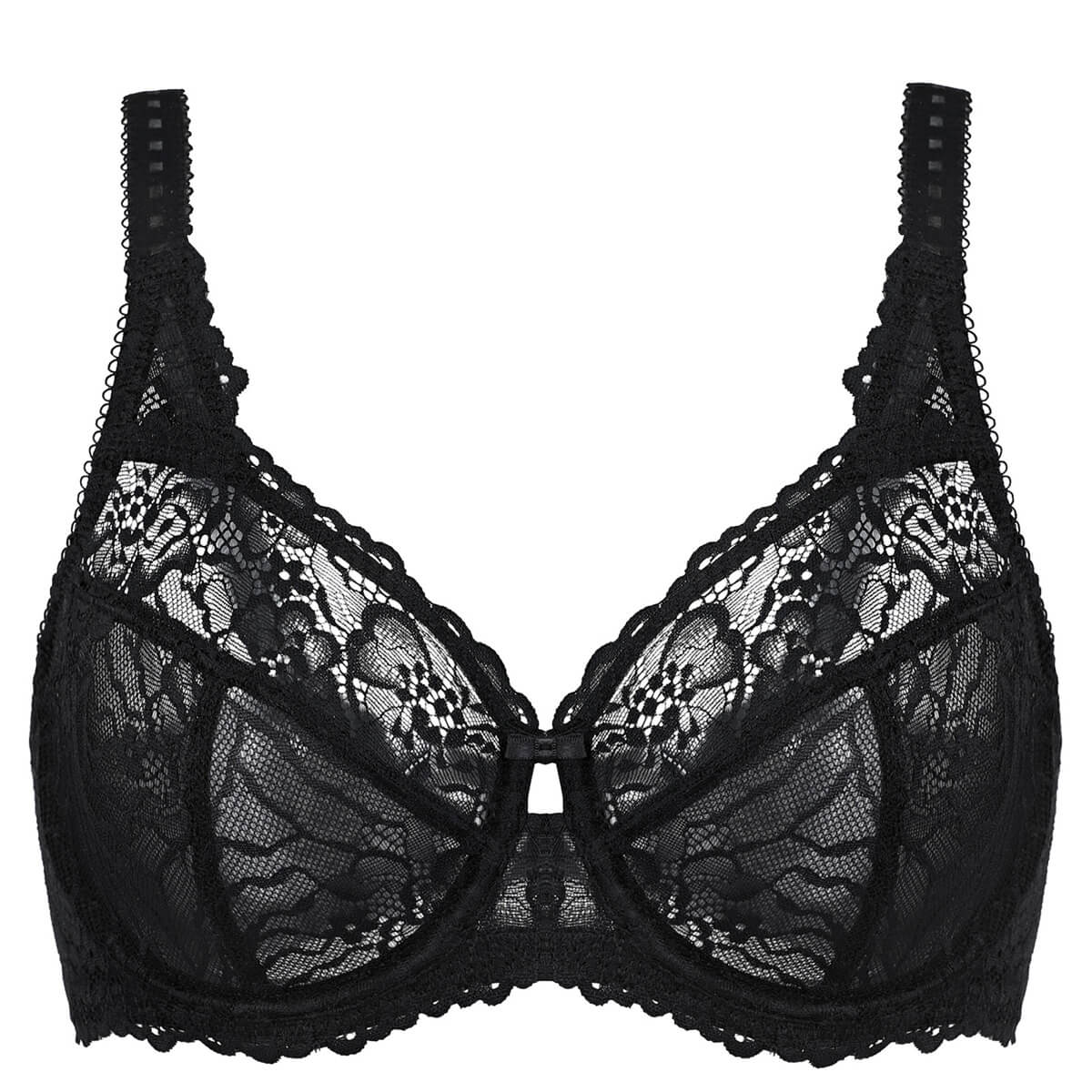 DELIMIRA Women's Balconette Bra Plus Size Lace Sexy Underwire Unlined Push  Up See Through Bras Black 34B at  Women's Clothing store