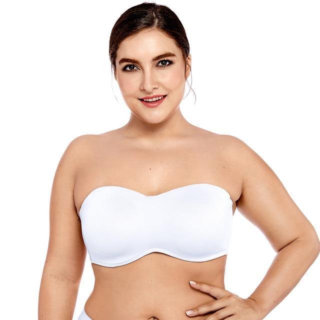 3 Pcs Womens Plus Size Stretch Full Coverage Comfort Strapless Bra Everyday Strapless  Bras for Big Busted Women White XL 