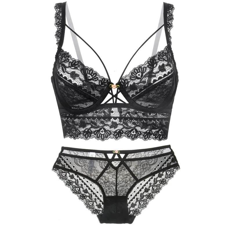 Push Up See Through Lace Bra And Underwear Set – Okay Trendy