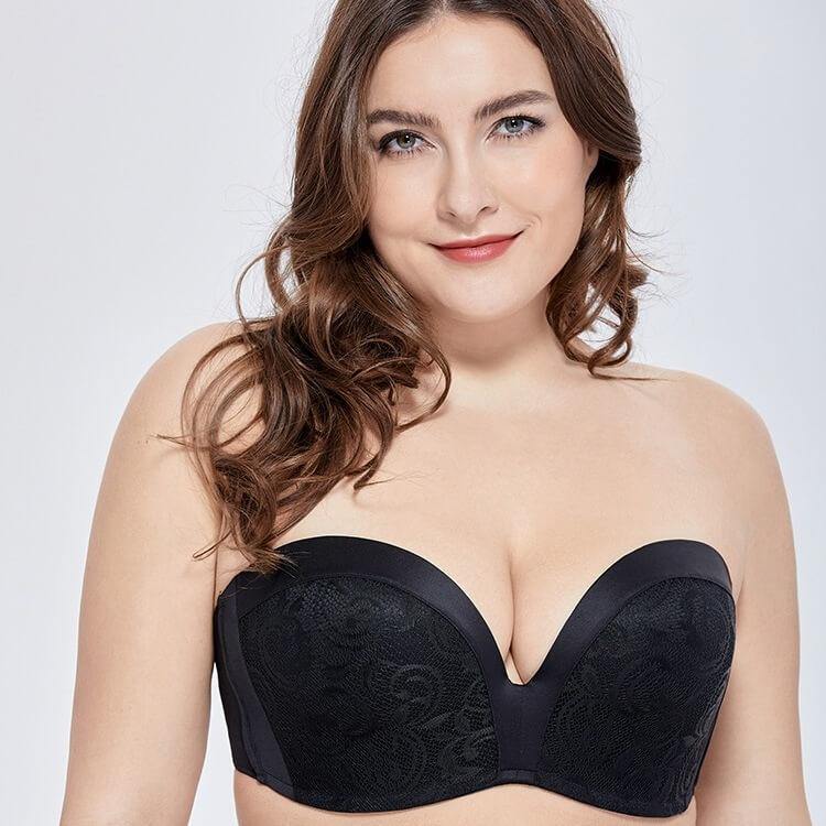 Backless Strapless Bra, Plus Size Strapless Bra, Push Up Bra for Big Busted  Women (Black,M) : : Home