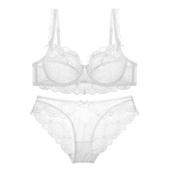 Floral Sheer See Through Bra And Panty Sets Plus Size - Okay Trendy