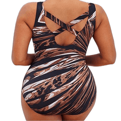 Sexy Striped Plus Size Swimwear With Built in Bra - Okay Trendy