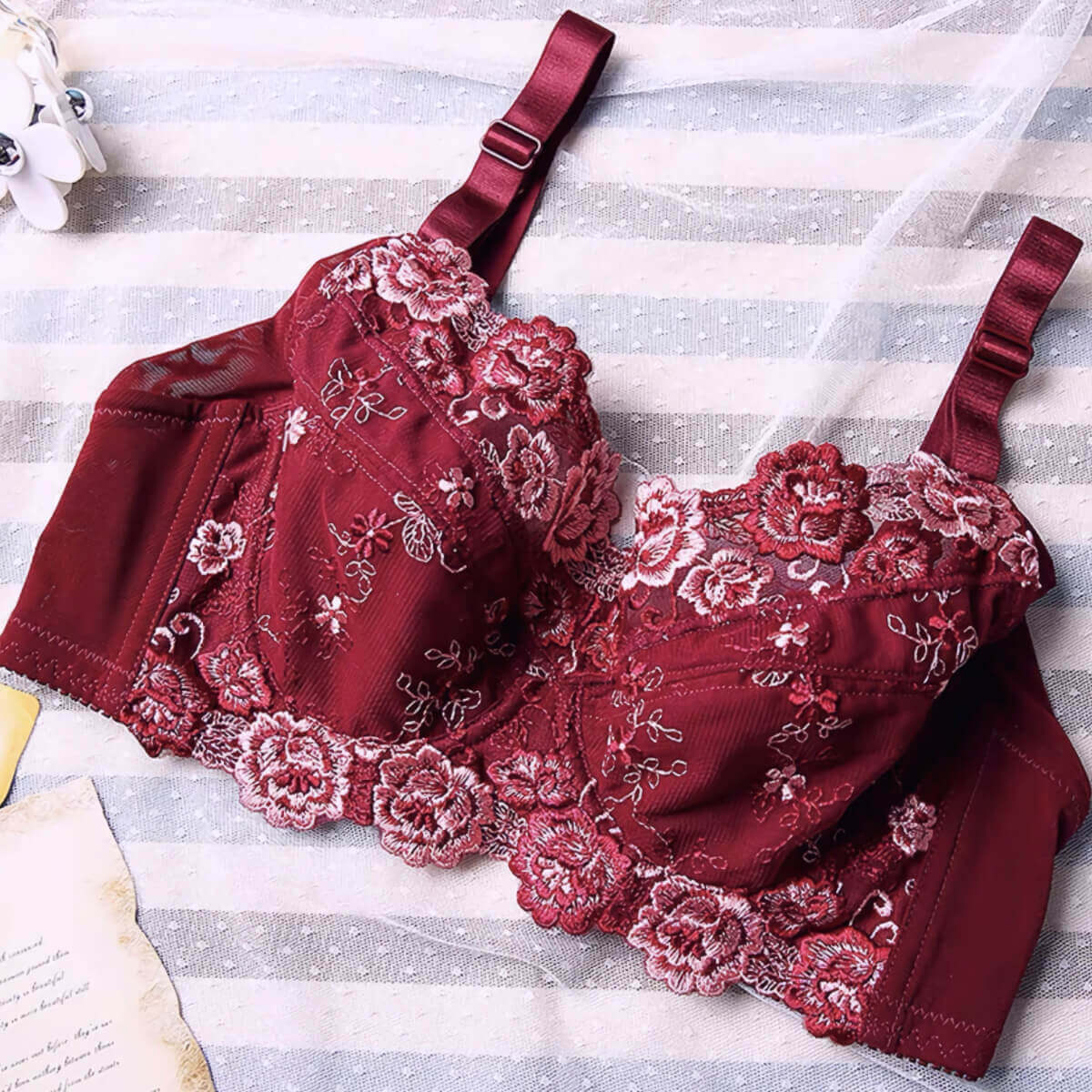 Sexy Lingerie Exquisite Embroidery Floral Ultra-thin Sexy Large Size  Lingerie Ladies Lace Transparent Underwear Bra Set S-4XL