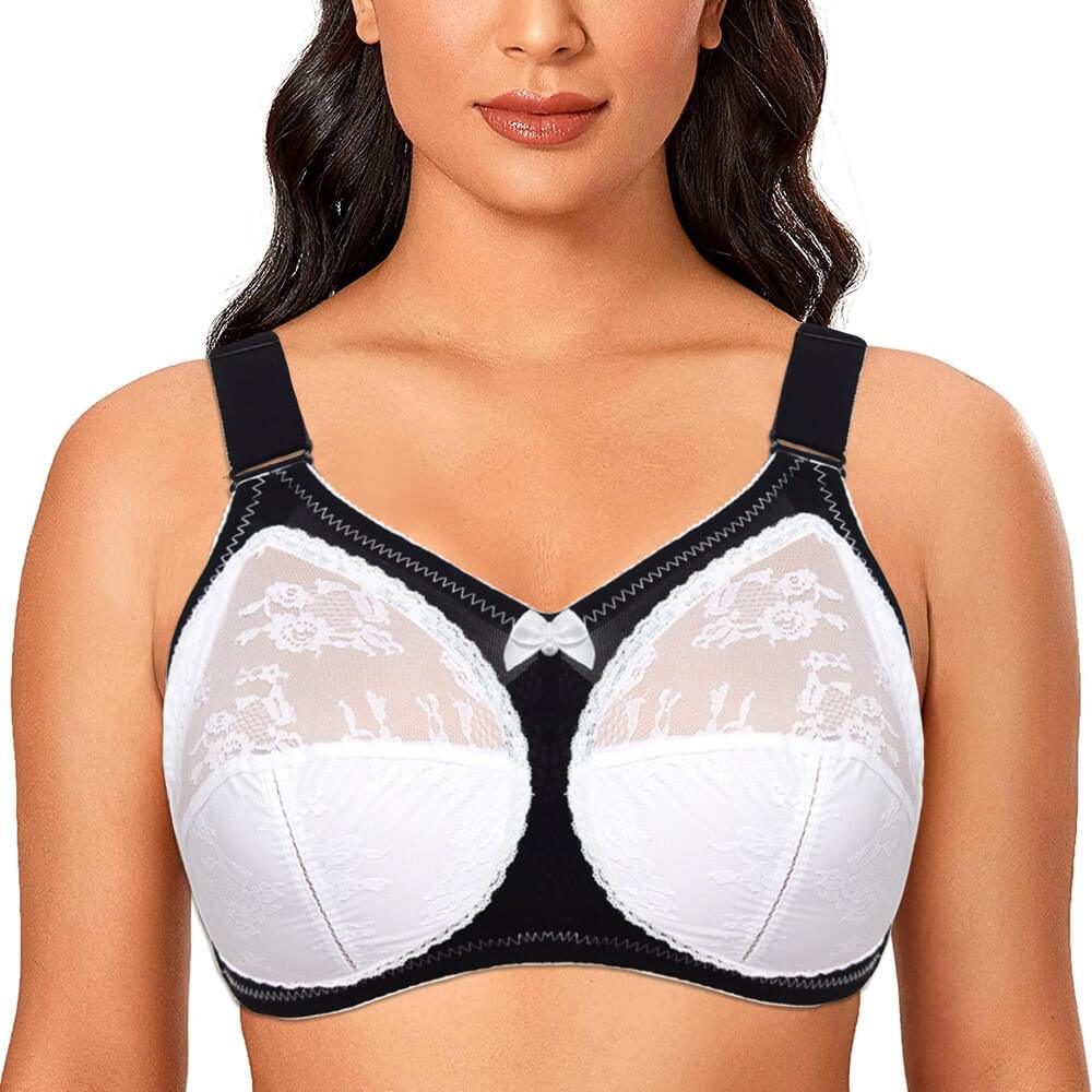 Wirefree Minimizer Bra For D E F G H I Cup Size Boobs - Black white / D / 36