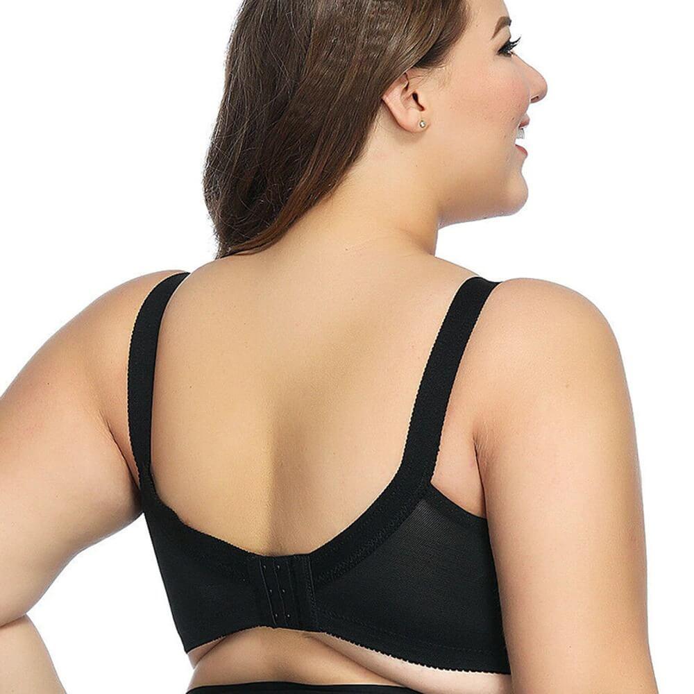 Full Coverage Back & Side Smoothing Wireless Minimizer Bra - Wirefree Push  Up No Underwire Bras (Black, L) at  Women's Clothing store