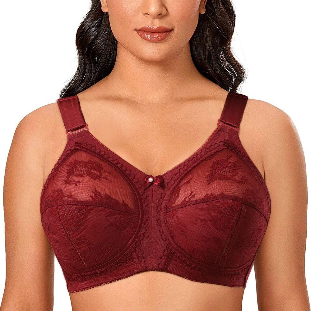 Baetty Lace Bras for Women No Underwire, Full Coverage Wireless Minimizer  Bras with Honeycomb Inner Cushion 32B-42DDD (6170)