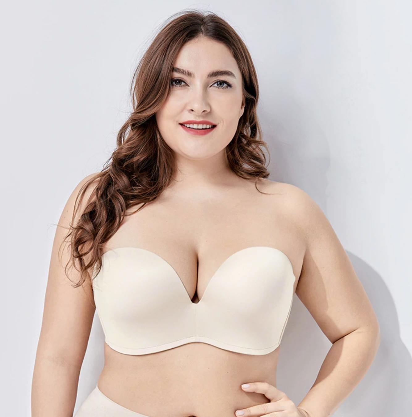 Womens Compression Gentle Ultimate Lift Bandeau Bras Strapless Bras for  Women Plus Size White S